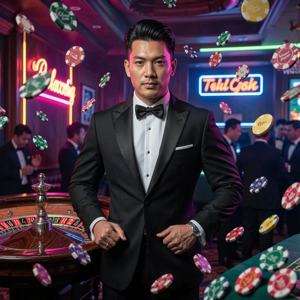 Professional casino dealer standing at a roulette table with dynamic lighting and a spinning wheel symbolizing the high stakes live casino experience at JL48 Philippines
